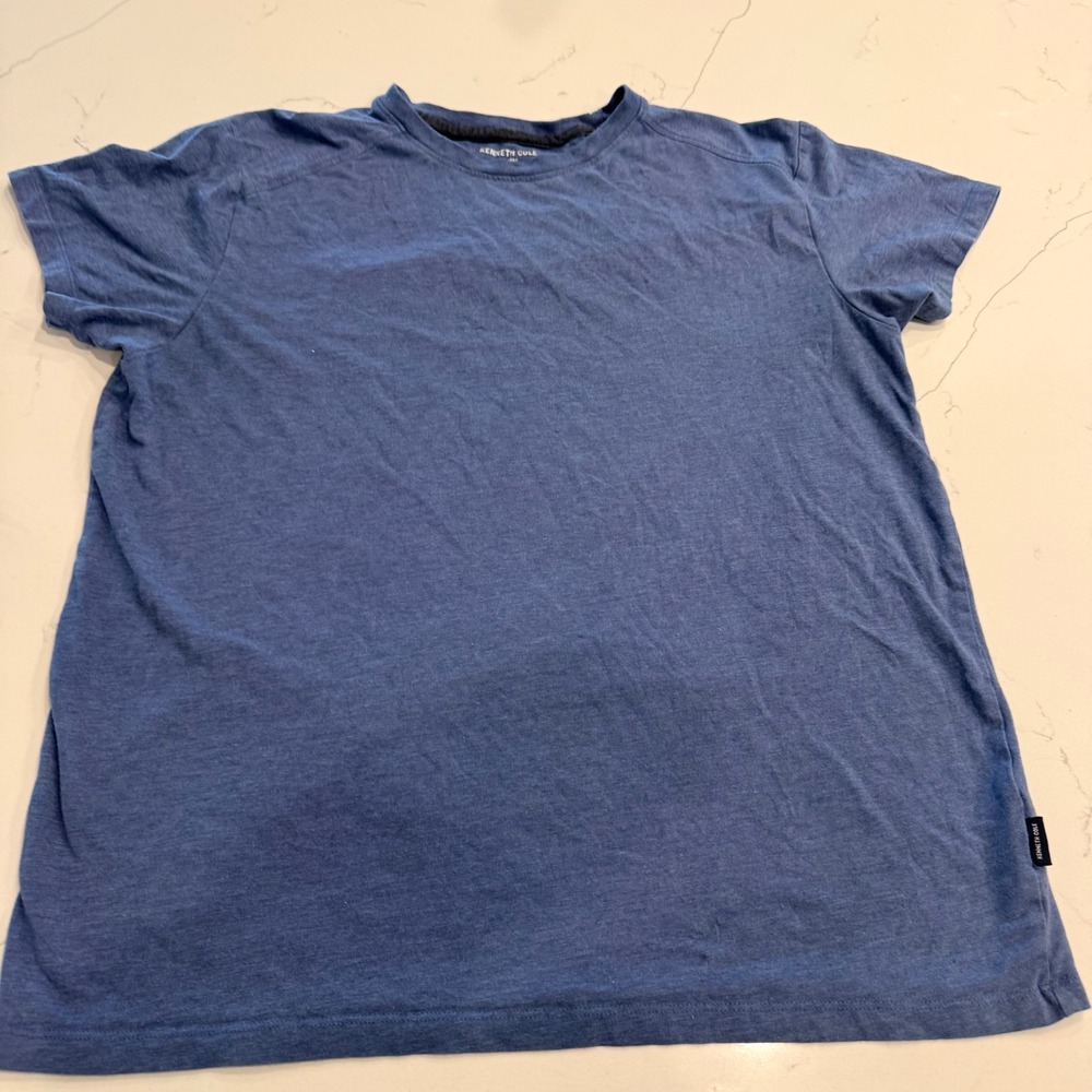 Kenneth Cole New York Mens Blue Heather Organic Cotton Blend T-Shirt Large